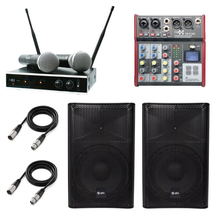 QTX Quest-15AMS 15" PA System | Audio Mixer + UHF Microphons | 1760W