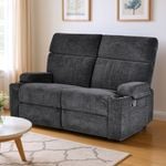 Advwin Loveseat Recliner Chair Velvet 8-Point Electric Vibration Massage Chair Black