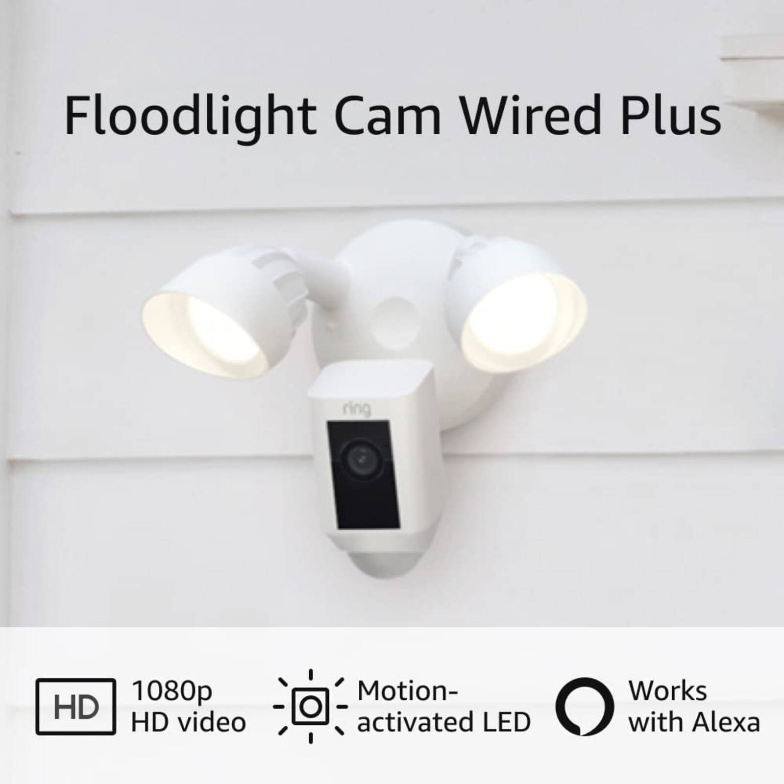 Ring Floodlight Cam Wired Plus White Bunnings New Zealand
