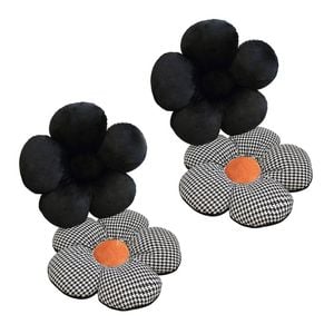 Soga 2x Black Flower Floor Cushion Throw Pillow Home Decor