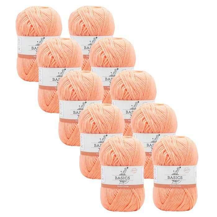 10x Malli Sherbet Orange Blend Basic 100g Knitting Yarn Acrylic/poly