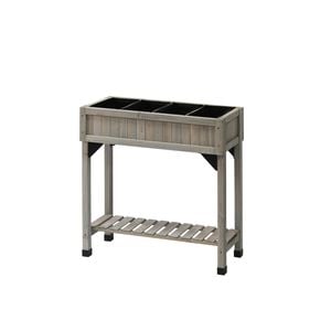 Vegtrug 78 x 32.1 x 80cm Raised Slimline Herb Planter With 4 Grey Pockets