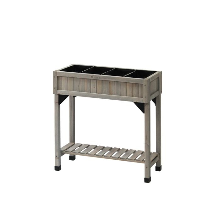 Vegtrug 78 x 32.1 x 80cm Raised Slimline Herb Planter With 4 Grey Pockets