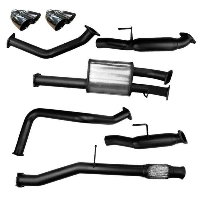 Ignite Exhausts Chevrolet Silverado 1500 6.2L V8 Cat Back Single 3.5 to 3" Dual Rear Hotdogs Black Chrome Tips Black Mild Steel