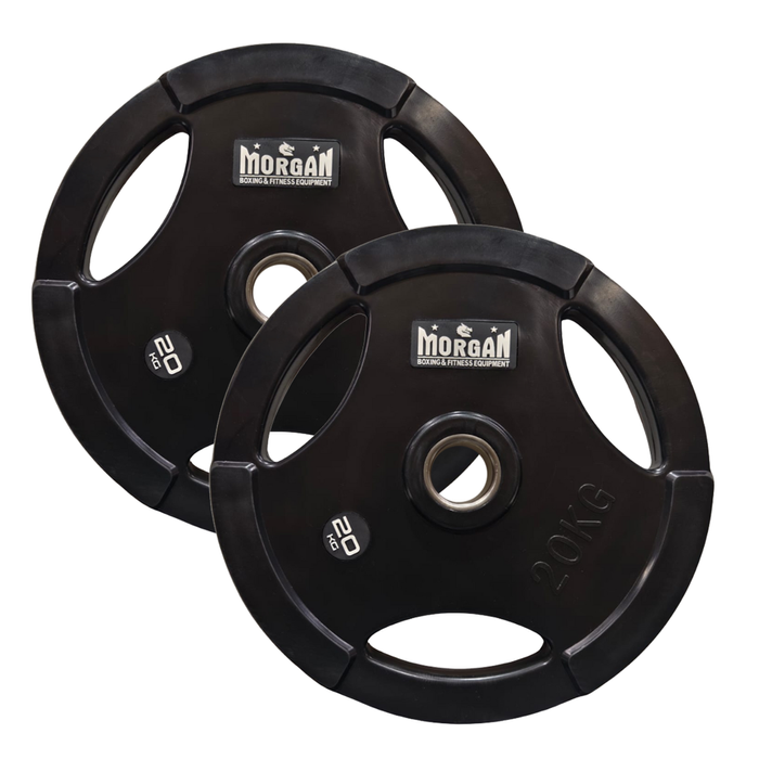 Morgan Tri-grip Rubber Coated Olympic Weight Plates (pair) [20kg]