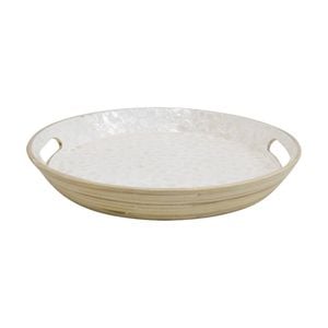 Lvd Bamboo/capiz Shell Serving Tray Home Kitchen Decor 35x35x5cm