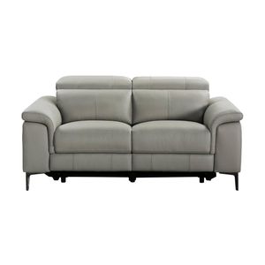 Capel 2 Seater Leather Electric Recliner Sofa Lounge Taupe Grey