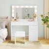 Advwin Dressing Table Set Led Large Makeup Mirror Vanity Desk White