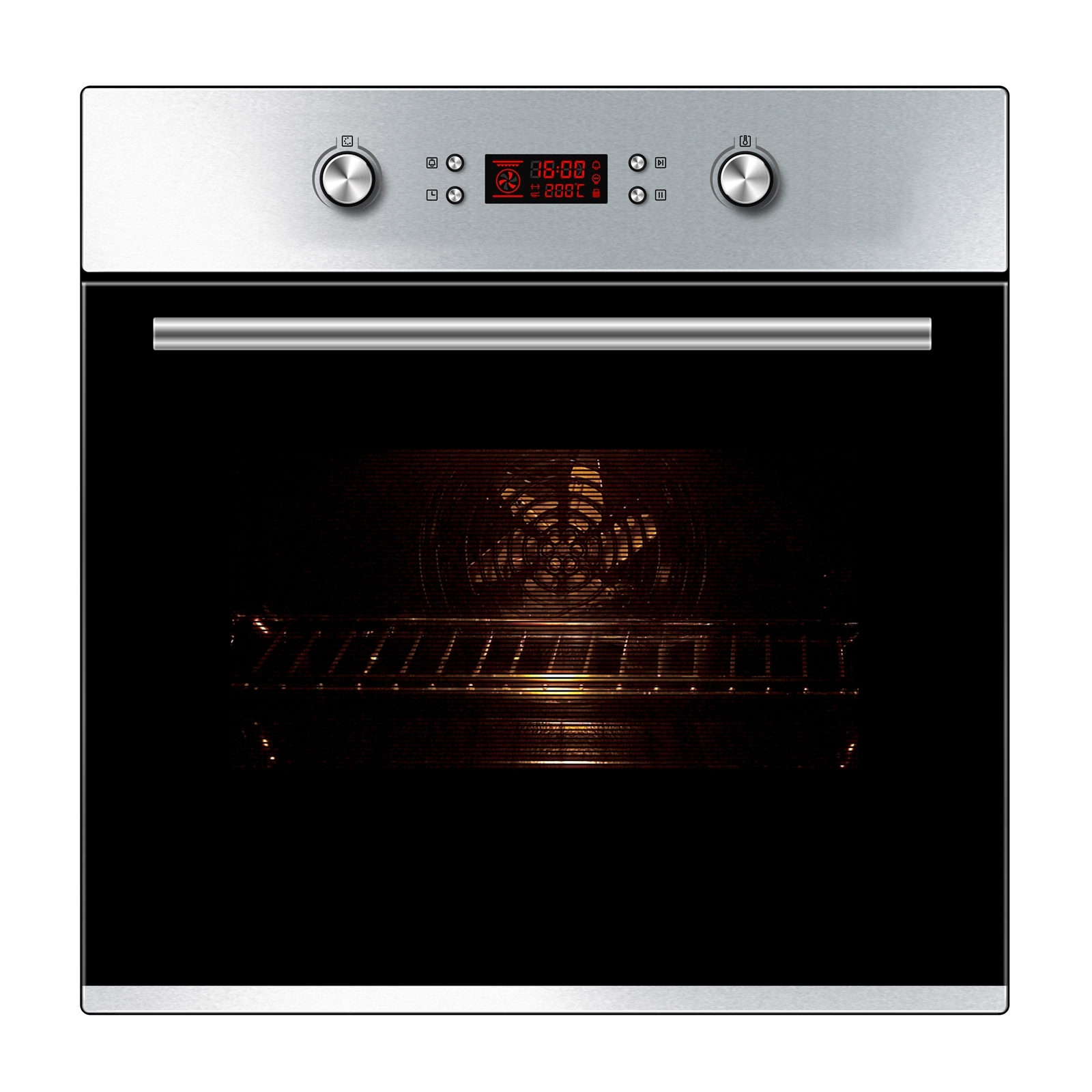 Bellini 60cm 70L Stainless Steel / Black 10 Function Pyrolytic Oven