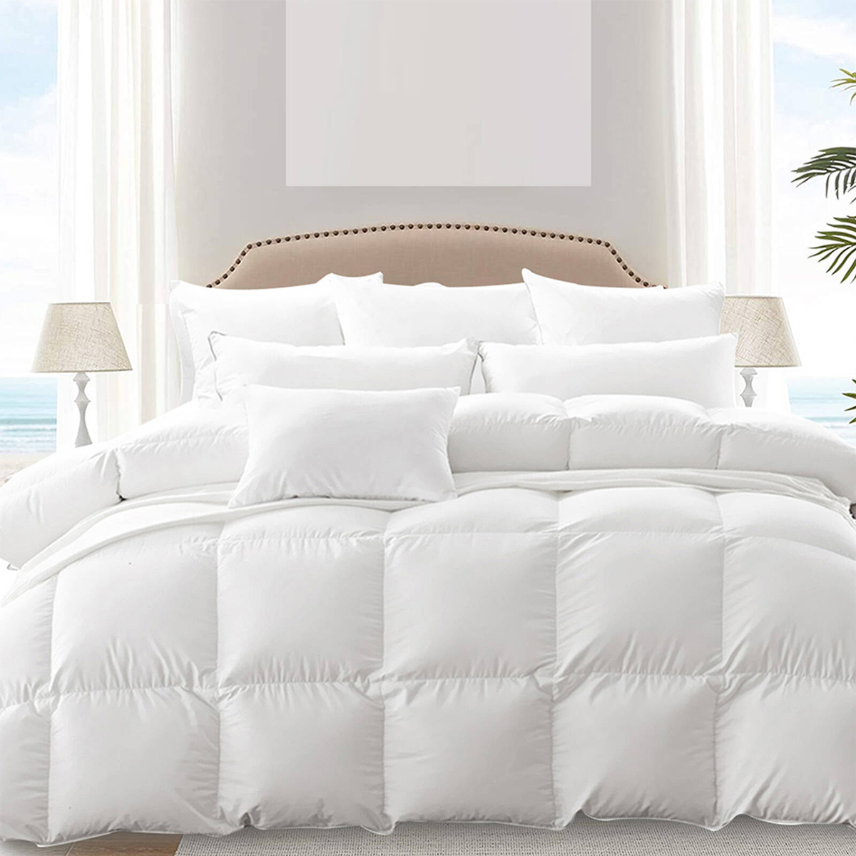DreamZ 500GSM All Season Goose Down Feather Quilt Super King - Bunnings ...