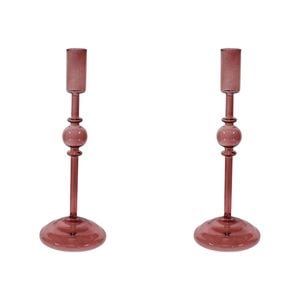 2PK Glass Mia 28cm Taper Stick Candle Holder Decor - Plum