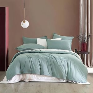 CleverPolly Vintage Washed Microfibre Quilt Cover Set - Seafoam - Queen