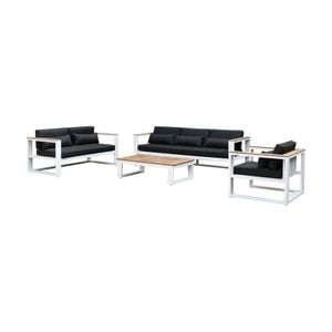 Balmoral 3+2+1 Seater Outdoor Aluminium And Teak Lounge Setting