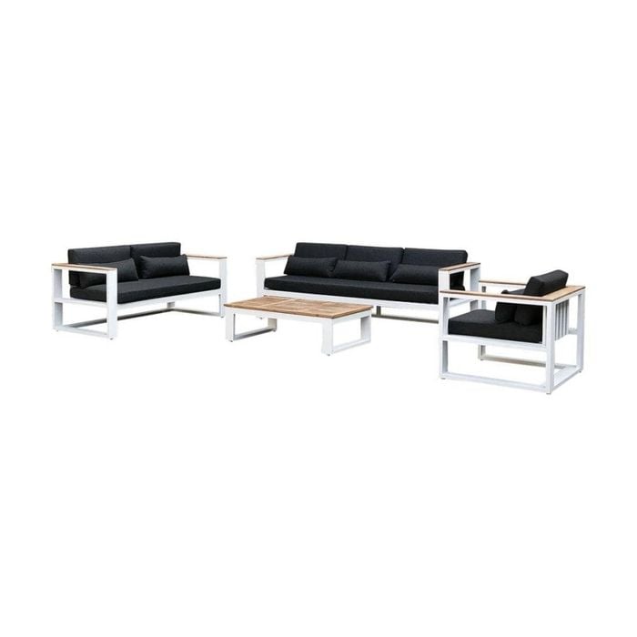 Balmoral 3+2+1 Seater Outdoor Aluminium And Teak Lounge Setting