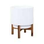 34 x 43cm White Ceramic Indoor Pot with Stand