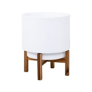 34 x 43cm White Ceramic Indoor Pot with Stand