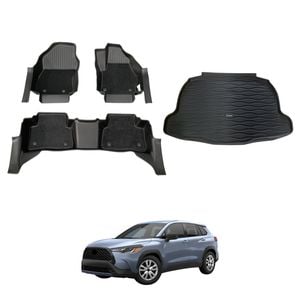 AUSGO Double-Layer Floor Mats & Boot Liner Set for Toyota Corolla Cross Petrol 2022-Onwards Car Floor Liners Cargo Mat