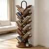 Ufurniture 16-tier Rotating Bookshelf Double-sided Tree Bookcase Display Shelf Floor Standing Storage Organizer Rustic Brown