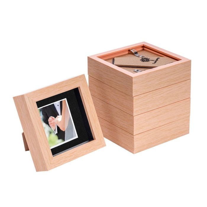 Nicola Spring Shadow Box Frames - 4 X 4" With 2 X 2" Mount - Light Wood - Pack Of 5