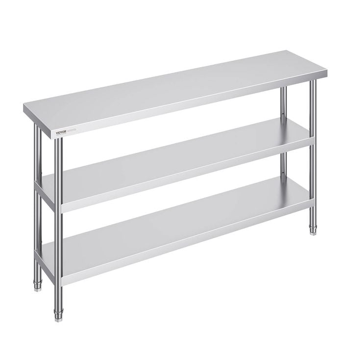 Vevor 356x1524x864mm Stainless Steel Work Table for Restaurant Home and Hotel