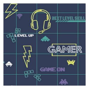 Gamer Navy/Neon Yellow Wallpaper  53cm x 10.05m