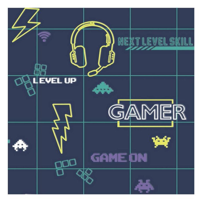 Gamer Navy/Neon Yellow Wallpaper  53cm x 10.05m