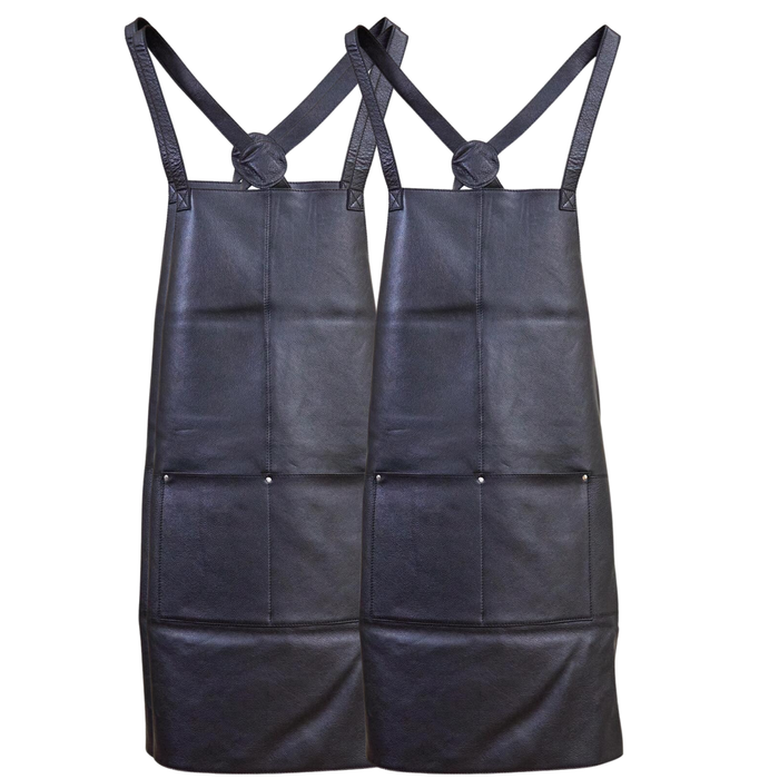 2x Pierre Cardin Professional Leather Apron Butcher Woodwork Barber Chef Black