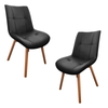 HomeStar Set Of 2 Mali PU Leather Kitchen Dining Chair Timber Legs Black/Natural