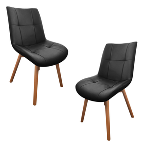 HomeStar Set Of 2 Mali PU Leather Kitchen Dining Chair Timber Legs Black/Natural