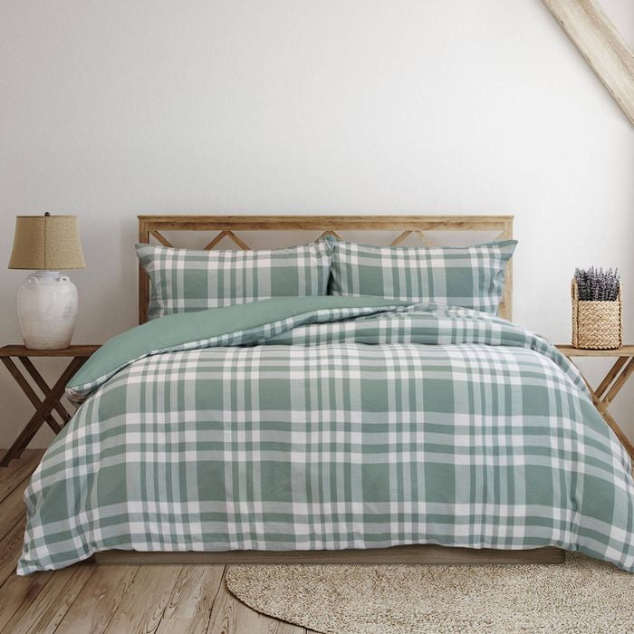 Ardor Ronan Green Plaid Jacquard Quilt Cover Set Single