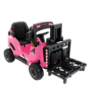 Mazam Ride-on Forklift Electric Car Toy 12v W/ Lift/load Rechargeable Pink