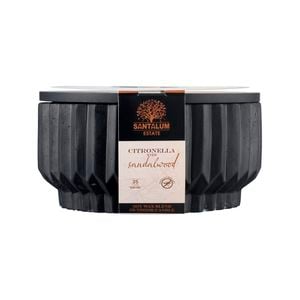 Santalum Estate Sandalwood Citronella Candle In Black Ceramic With Lid