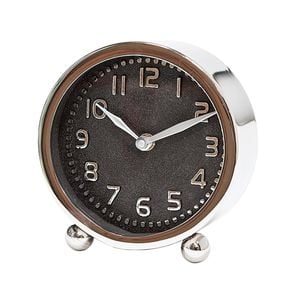 Ssh Collection Felix 17cm Tall Desk Clock With Round Black Face - Nickel