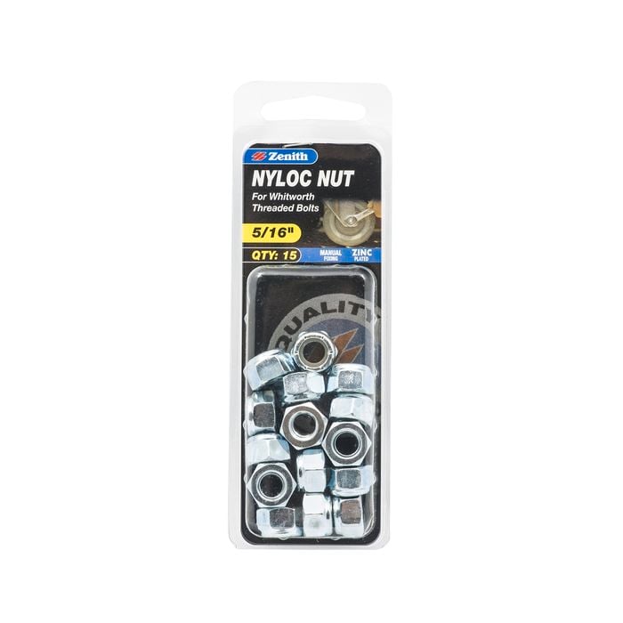 Zenith 5/16" Zinc Plated Nyloc Nut - 15 Pack