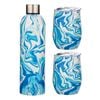 3pc Porta Summer Swirl Stainless Steel Double Wall Insulated Drinkware Set Blue