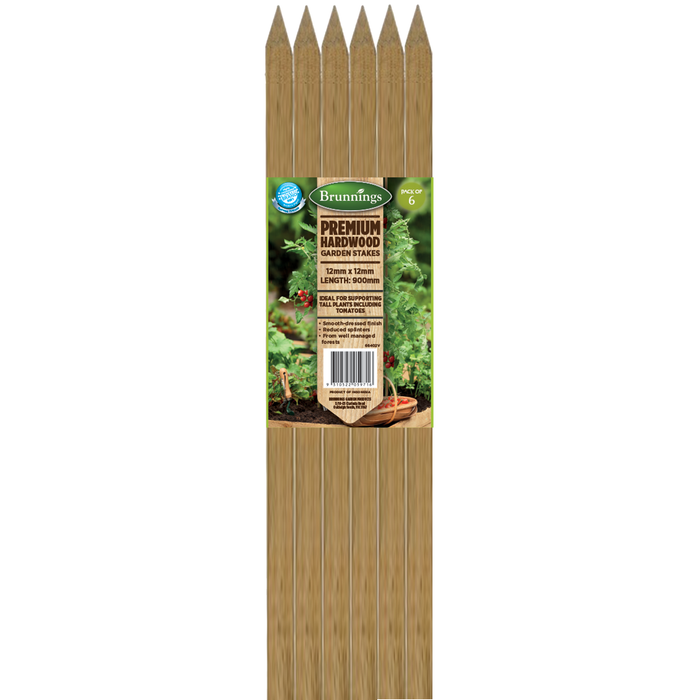 Brunnings 12 x 12 x 900mm Hardwood Stake - 6 Pack