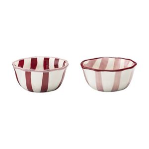 2pc Porto Sable Set Dip Bowls Stoneware Rustic Serveware Raspberry 10cm