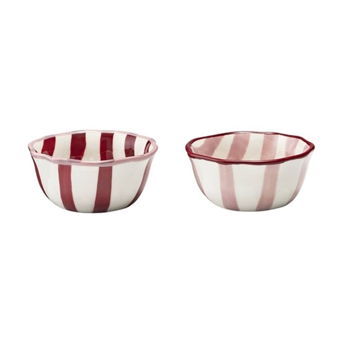 2pc Porto Sable Set Dip Bowls Stoneware Rustic Serveware Raspberry 10cm