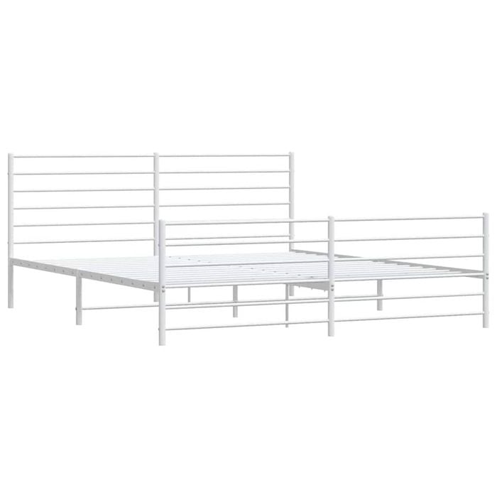 vidaXL Bed Frame Bed Base with Headboard and Footboard White 183x203 cm King