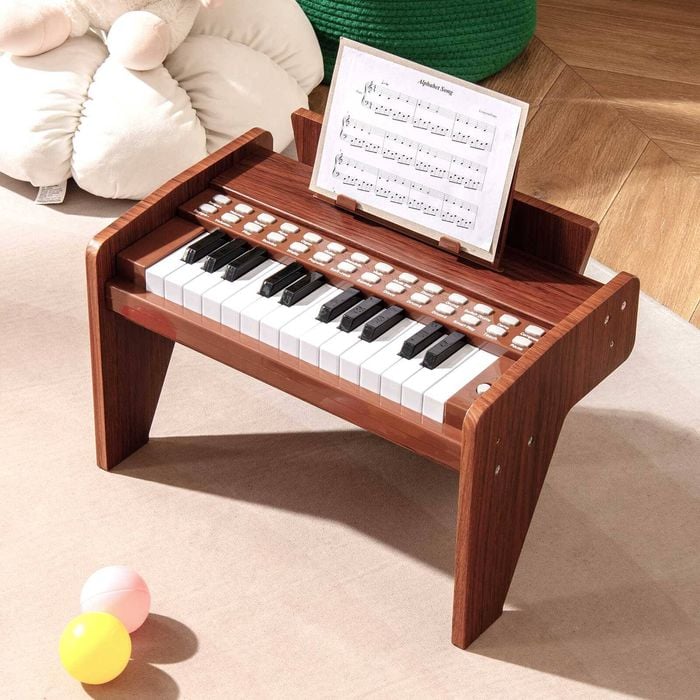 Costway 25-key Lighted Electronic Piano Mini Keyboard Kid Musical Toy Brown