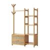 Lauft Bamboo Wood Coat Rack Stand,hanging Rail W/ Shelves, Drawers & Storage
