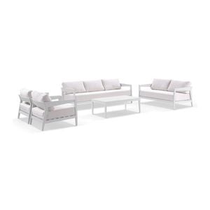 Bronte 3+1+1 Outdoor Lounge Setting with Coffee Table White
