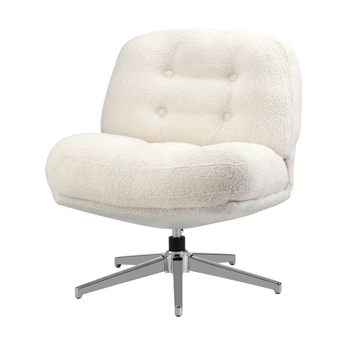 Oikiture Armchair Swivel Lounge Chair Boucle White - Bunnings Australia