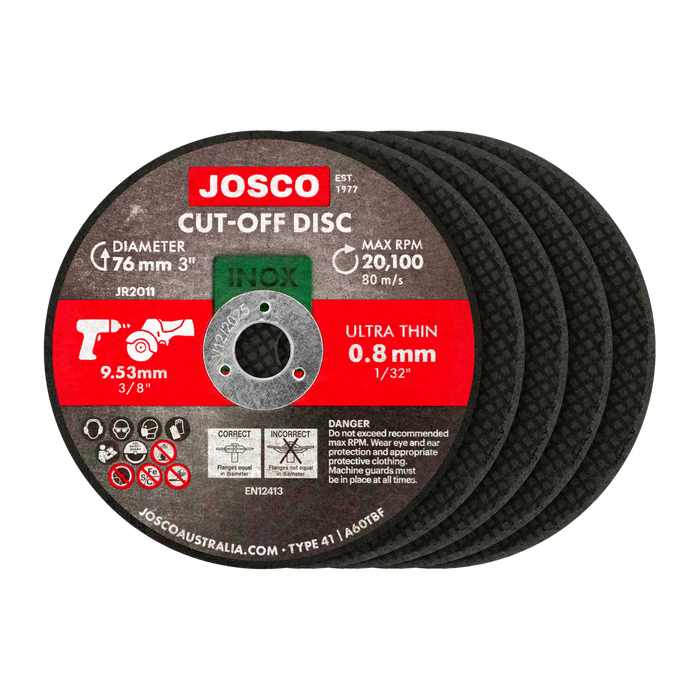 Josco 76 x 0.8 x 9.53mm Cut-Off Disc Set - 5 Pack