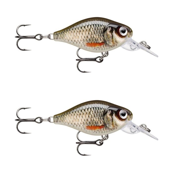 2x Rapala 3.5cm X Light Crank Mid Run Crankbait Fishing Lures - Roach