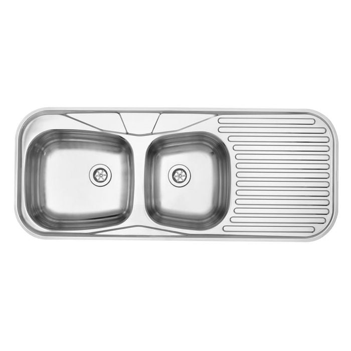 Stylus 1200mm Stainless Steel 1 Tap Hole 1.75 Bowl Radiant Sink