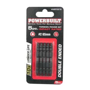 Powerbuilt 65mm 1/4 Robertson Power Bit - 5 Pack