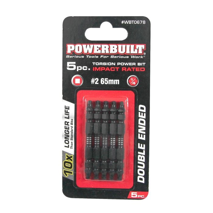 Powerbuilt 65mm 1/4 Robertson Power Bit - 5 Pack