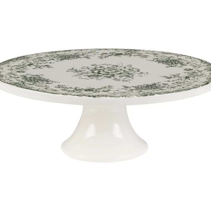 Casa Domani Rosetta Cake Stand Porcelain Footed Antique Green Gift Boxed 28cm