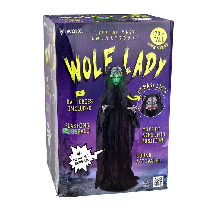 Lytworx 1.7m Battery Operated Wolf Lady Animatronic
